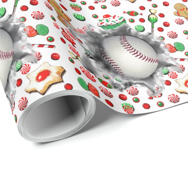 Baseball Weihnachtsgeschenk Geschenkpapier (Rolleneckpunkt)