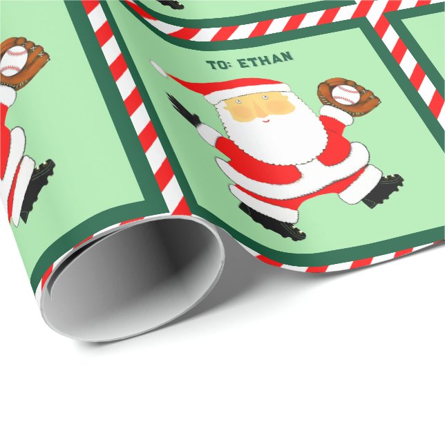 Baseball-Weihnachtsgeschenk Geschenkpapier (Rolleneckpunkt)