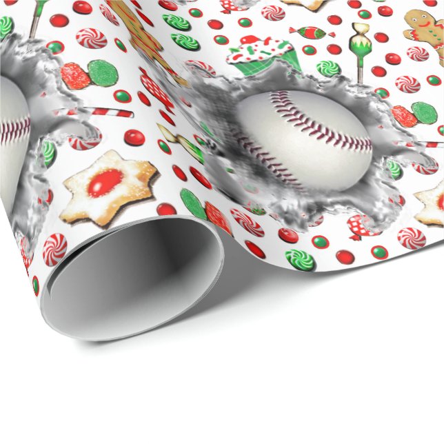 Baseball Weihnachtsgeschenk Geschenkpapier (Rolleneckpunkt)