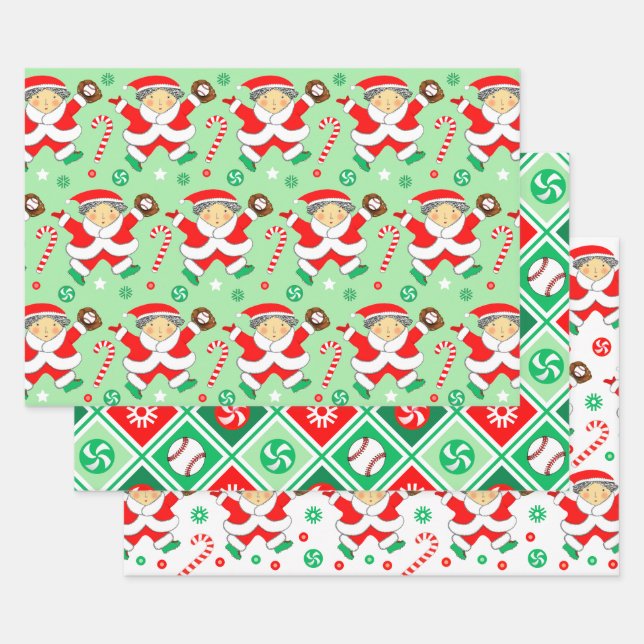 Baseball Weihnachtsgeschenk Wrapping Paper Geschenkpapier Set (Set)