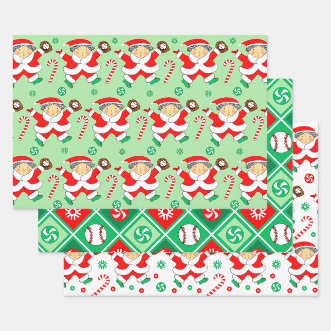 Baseball Weihnachtsgeschenk Wrapping Paper Geschenkpapier Set (Set)