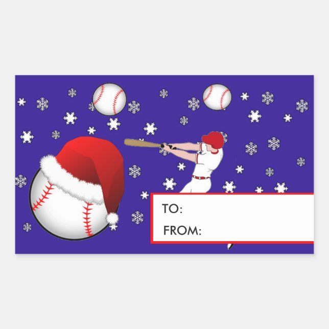 Baseball Weihnachtsgeschenke Tag Stickers (Vorderseite)