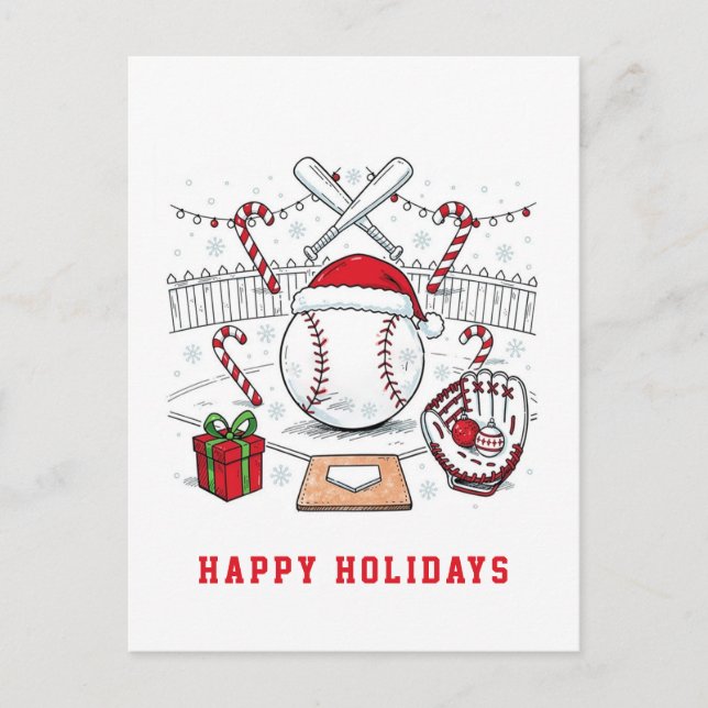 Baseball-Weihnachtsgrußkarte Feiertagspostkarte (Vorderseite)
