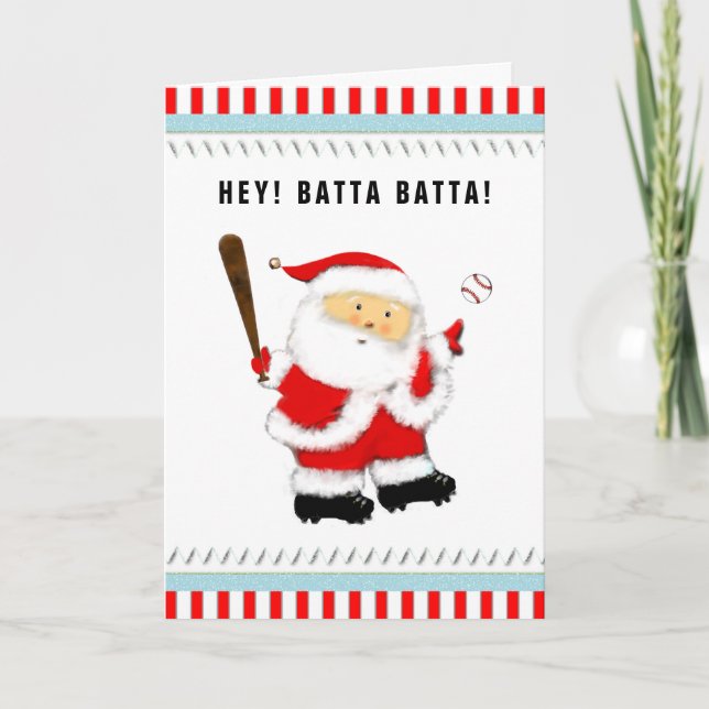 Baseball Weihnachtskarte Feiertagskarte (Vorderseite)