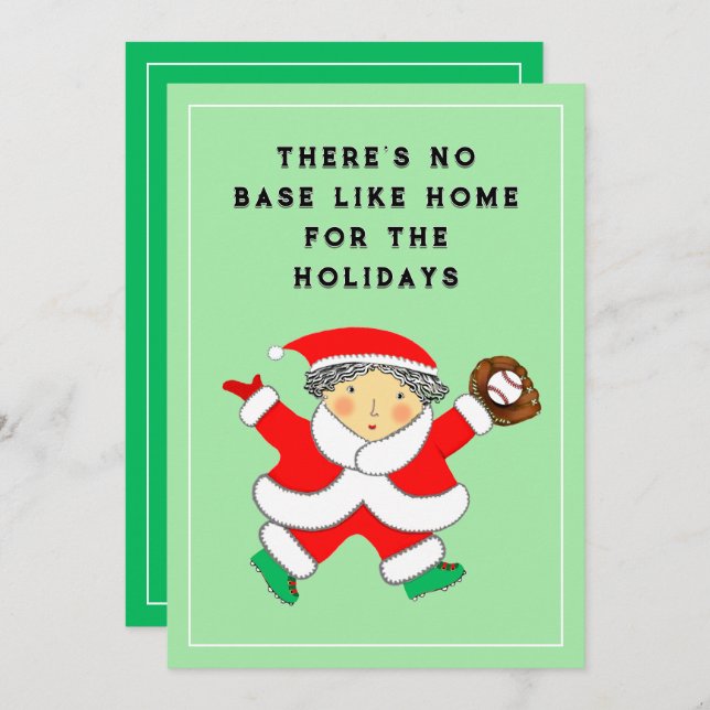Baseball Weihnachtskarte Feiertagskarte (Vorne/Hinten)