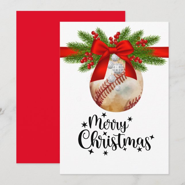 Baseball Weihnachtskarte für Spieler Feiertagskarte (Vorne/Hinten)