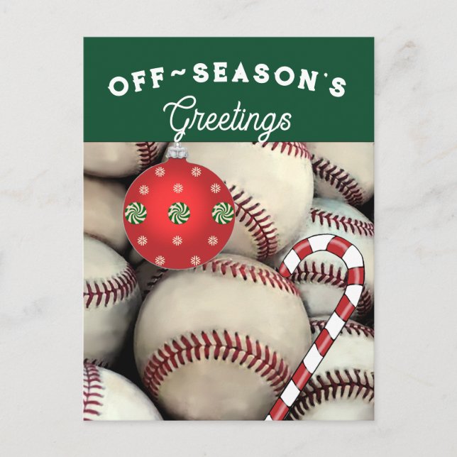 Baseball Weihnachtskarten Feiertagspostkarte (Vorderseite)