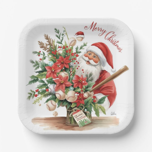 Baseball Weihnachtspapier-Teller Pappteller (Vorderseite)
