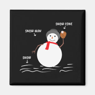Baseball Weihnachtsschneemann Snow Cone Fangdesign Magnet
