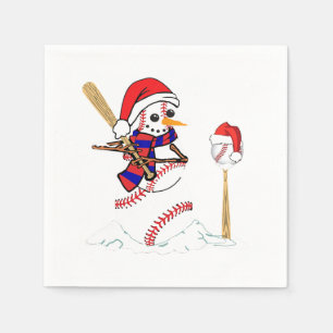 Baseball Weihnachtssnowman spielt Baseball Serviette