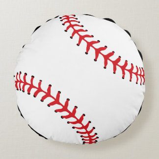 Baseball weiß und rot rundes kissen