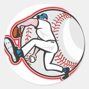 Baseball-Werfer-Aufkleber Runder Aufkleber
