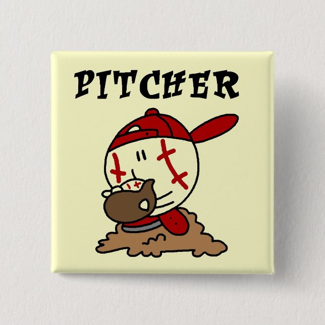 Baseball-Werfer-T-Shirts und Geschenke Button (Vorderseite)