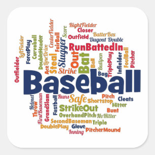 Baseball Word Cloud Quadratischer Aufkleber