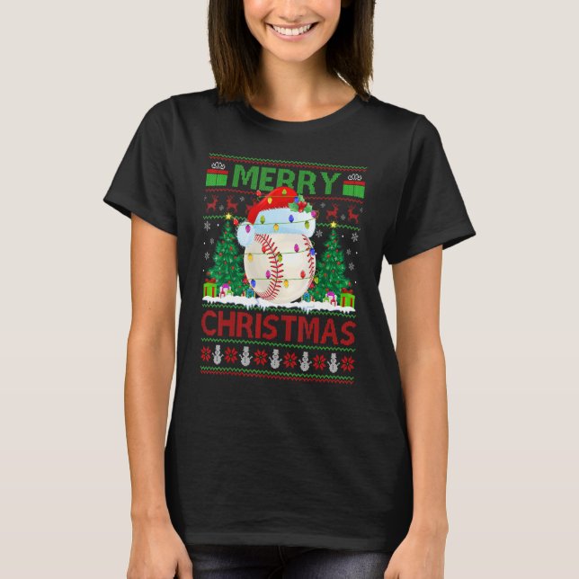 Baseball   Xmas Tree Ugly Santa Baseball Christmas T-Shirt (Vorderseite)
