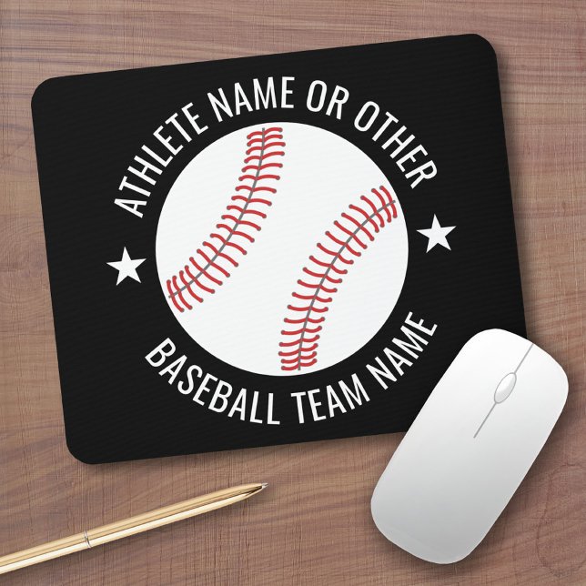 Baseball Zeichnete mit Team und Athletin Name mode Mousepad (Personalized Mousepad - Sports Baseball Theme with custom name)
