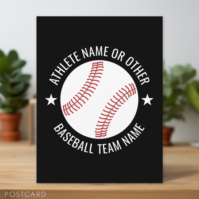 Baseball Zeichnete mit Team und Athletin Name mode Postkarte (Custom Postcard)