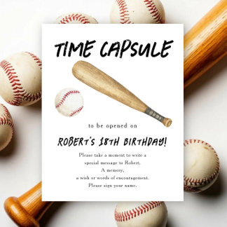 Baseball-Zeitkapsel 1. Geburtstag Poster