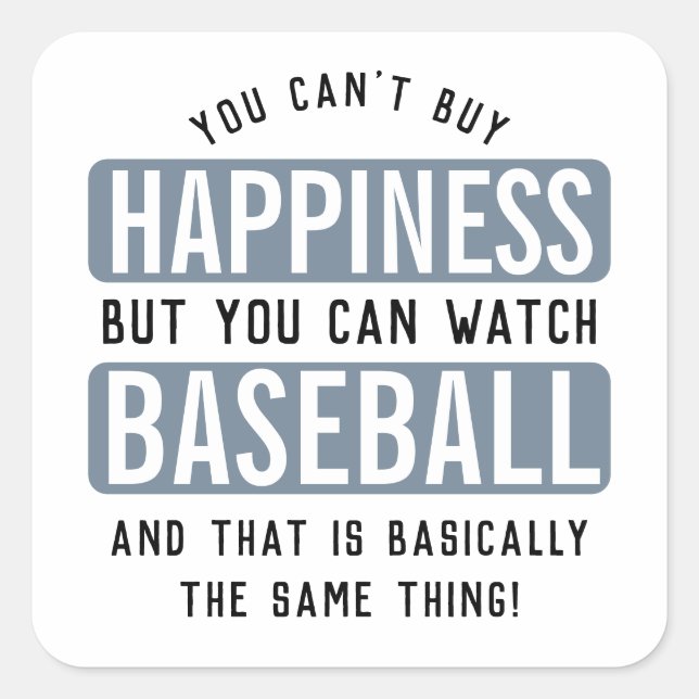 Baseball zu beobachten ist Glück Funny Baseball Quadratischer Aufkleber (Vorderseite)