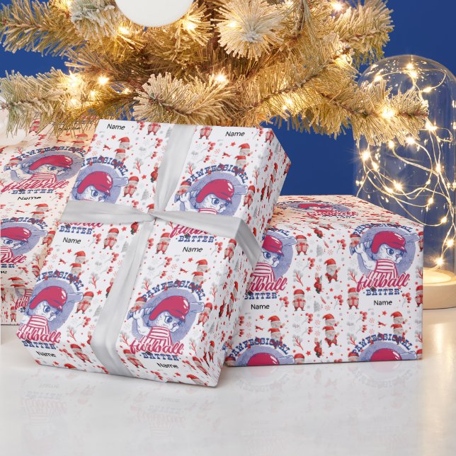 Baseball zu Weihnachten mit dem Weihnachtsmann Geschenkpapier (Feiertage)