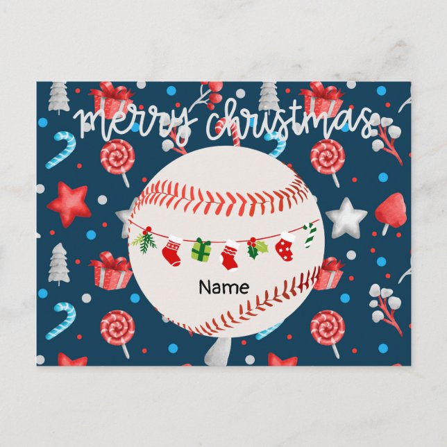 Baseball zu Weihnachten mit Namen (Vorderseite)