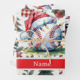Baseball zu Weihnachten Thema Geschenkpapier Set