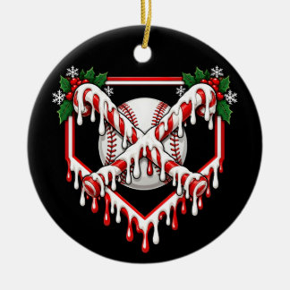 Baseball Zuckerstange Weihnachten Eiscreme Tropfen Keramik Ornament