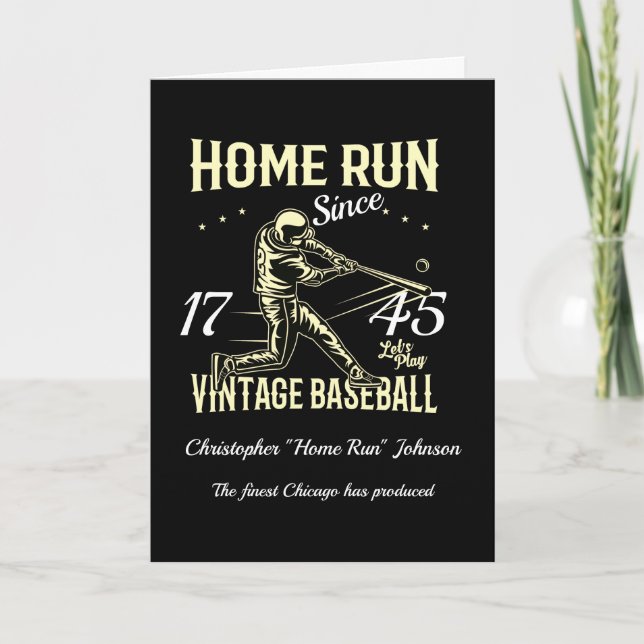 Baseball Zuhause Run Retro Birthday Karte (Vorderseite)