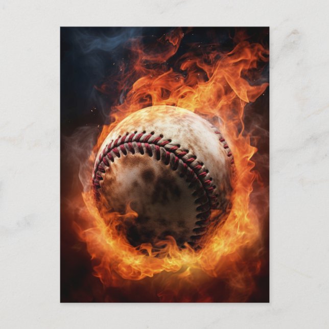 Baseball zum Feuer Postkarte (Vorderseite)