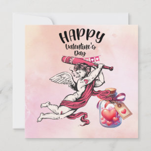 Baseball zum Valentinstag mit Herzen Feiertagskarte
