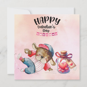 Baseball zum Valentinstag mit Herzen Feiertagskarte