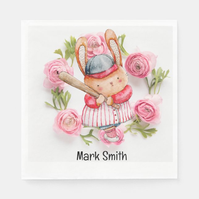 Baseball zum Valentinstag Serviette (Vorderseite)