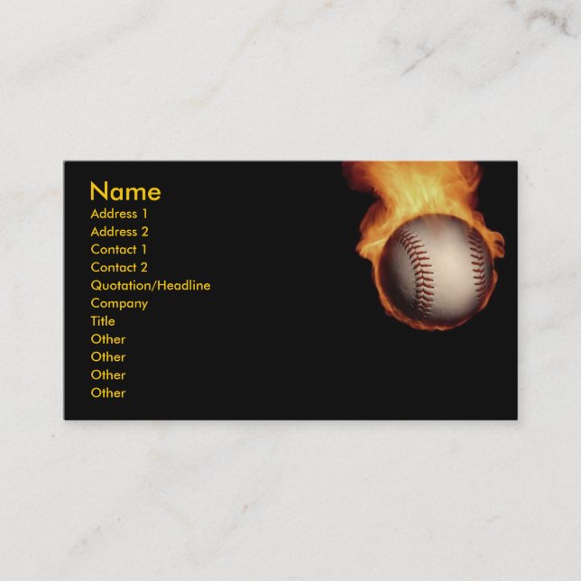 Baseball zur Visitenkarte der Brandgefahr (Vorderseite)