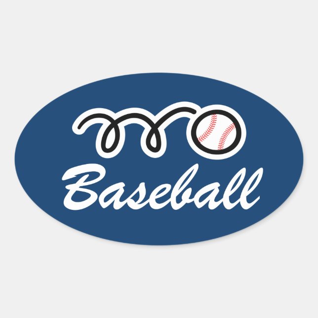 Baseballaufkleber in Ovalform | personalisierbar Ovaler Aufkleber (Vorderseite)