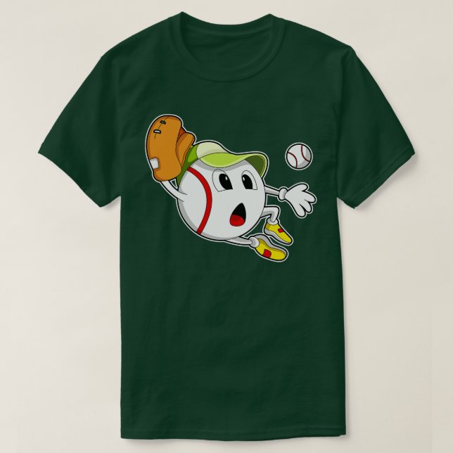 Baseballball mit Baseballhandschuh T-Shirt (Design vorne)