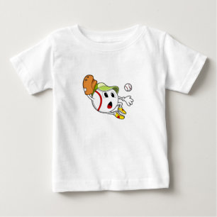Baseballball mit Baseballhandschuh und -kappe Baby T-shirt