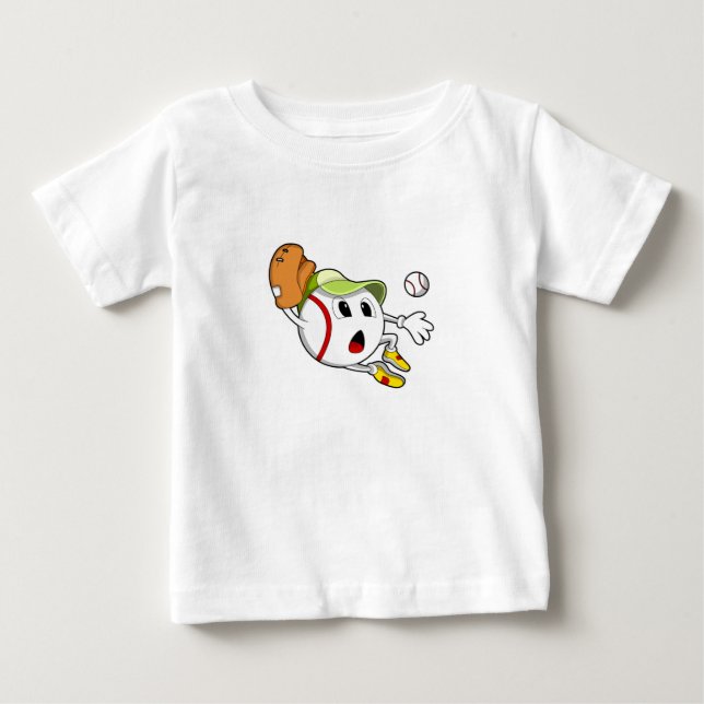 Baseballball mit Baseballhandschuh und -kappe Baby T-shirt (Vorderseite)