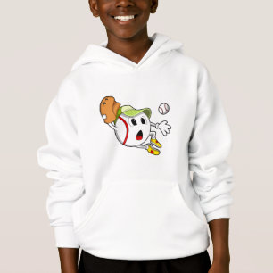 Baseballball mit Baseballhandschuh und -kappe Hoodie
