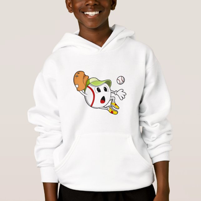 Baseballball mit Baseballhandschuh und -kappe Hoodie (Vorderseite)