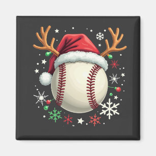 Baseballball mit Rentierhorden und Weihnachten Magnet