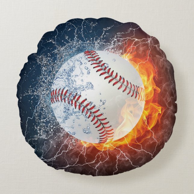 Baseballball Rundes Kissen (Vorderseite)