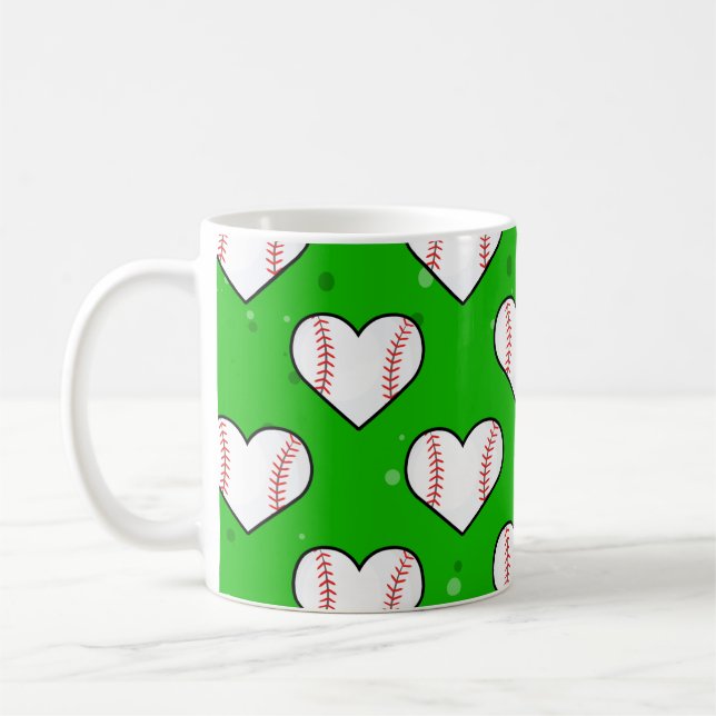 Baseballball-Textur in Herzform - Muster  Kaffeetasse (Links)