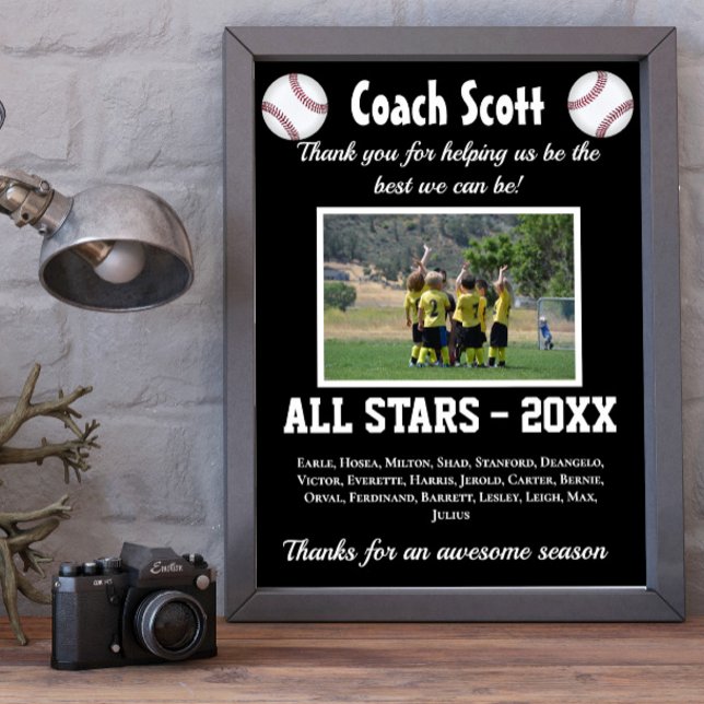 Baseballcoach-Geschenk mit Team-Foto Poster (Von Creator hochgeladen)