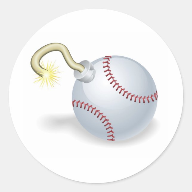 Baseballcountdown-Bombenillustration Runder Aufkleber (Vorderseite)