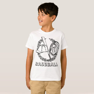 Baseballemblem mit Fledermaus, Handschuh, Kappe un T-Shirt