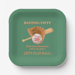 Baseballhandschuh Batting Fifty Männer 50. Geburts Pappteller