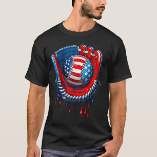 Baseballhandschuh-Tropf-Junge Eiscreme Patriotisch T-Shirt