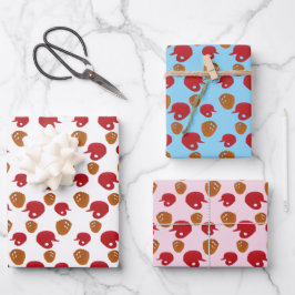 Baseballhandschuh und Helmmousine Geschenkpapier Set