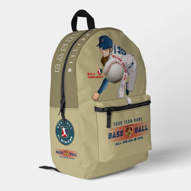 Baseballhelden mit Millionen Dollar-Arm | Bedruckter Rucksack (Rückseitige Ecke links)