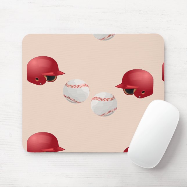 Baseballhelm und Bälle auf Mousepad (Mit Mouse)
